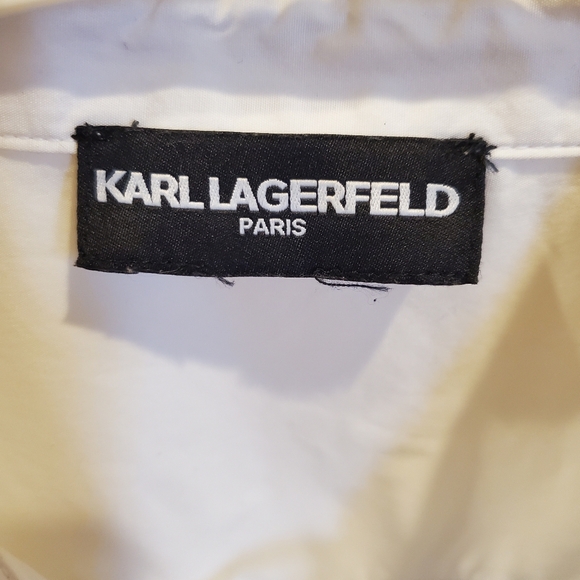 Karl lagerfield Paris cotton patch shirt long sleeve white button down shirt - Picture 8 of 9